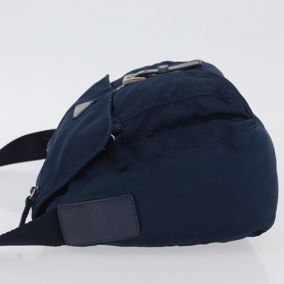 Prada Buckle Messenger Tessuto, Navy, Nylon, Handbag