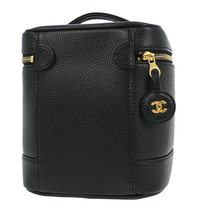 Chanel Vintage Timeless Cosmetic Case Caviar, Black, Leather, Handbag