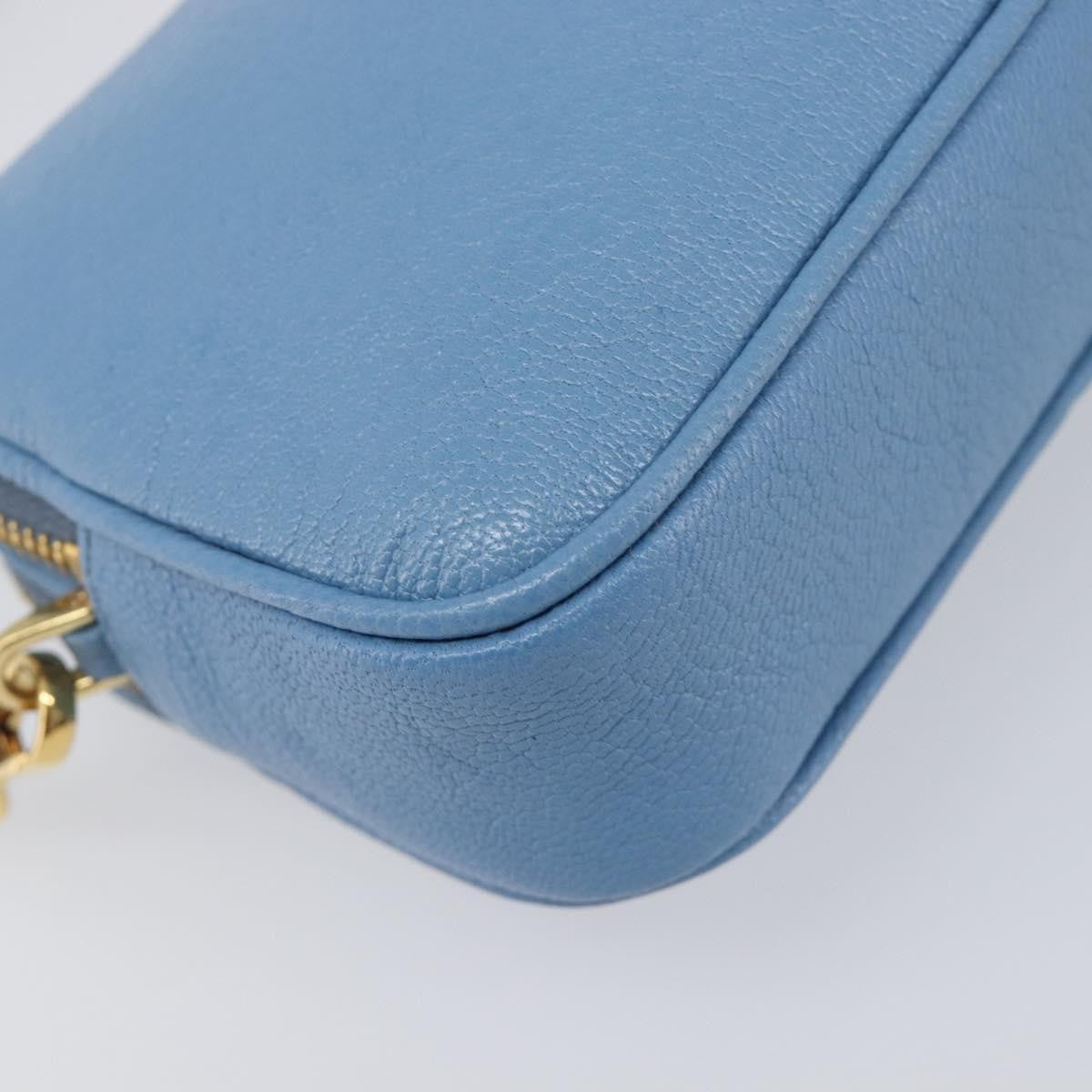 Miu Miu Double Zip Pochette Leather, Blue, Leather, Clutch