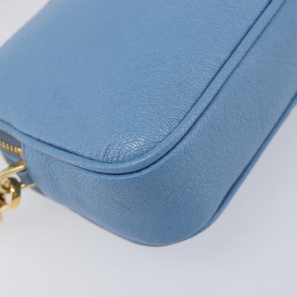 Miu Miu Double Zip Pochette Leather, Blue, Leather, Clutch