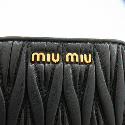 Miu Miu Zip Around Matelasse Leather, Black, Leather, Wallet