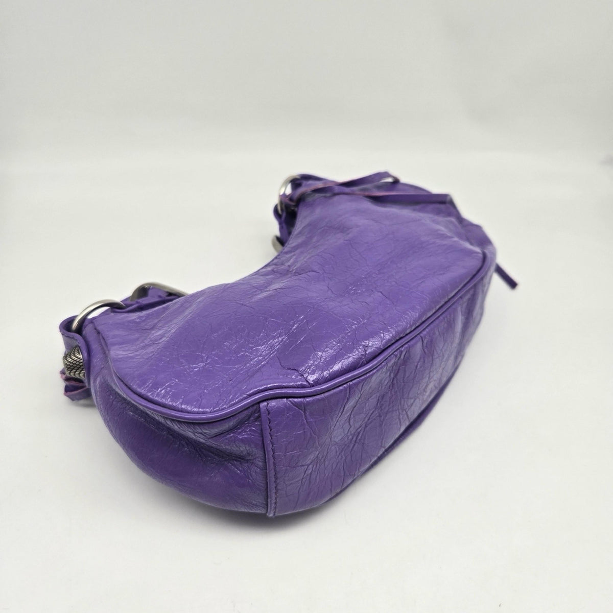 Balenciaga Le Cagole Giant Studs Leather, Purple, Leather, Shoulder Bag