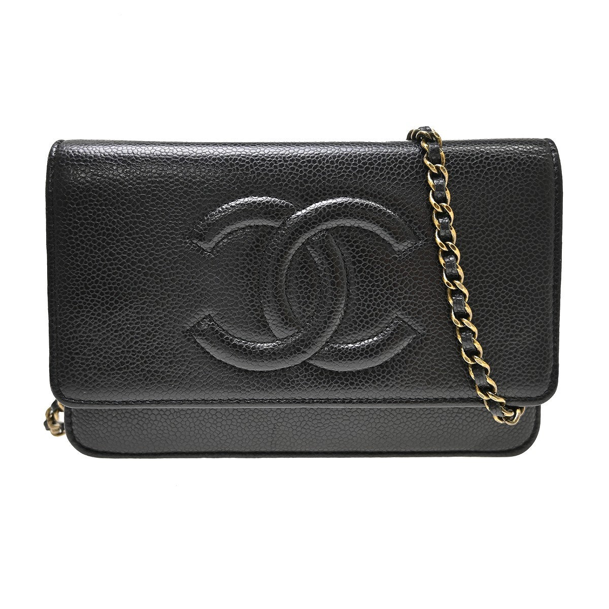 Chanel Wallet on Chain Caviar, Black, Leather, Clutch