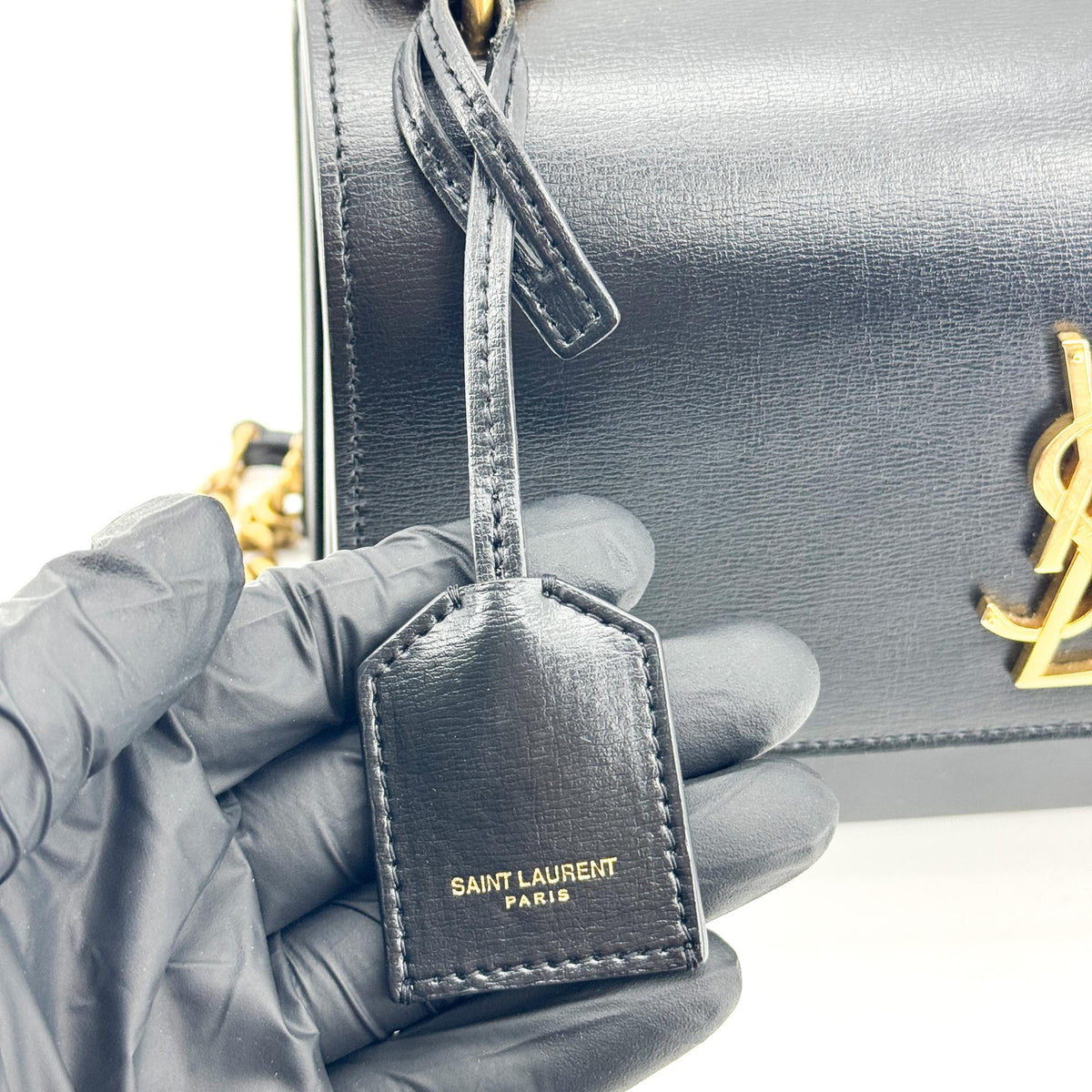 Saint Laurent Sunset Leather, Black, Calfskin, Crossbody Bag