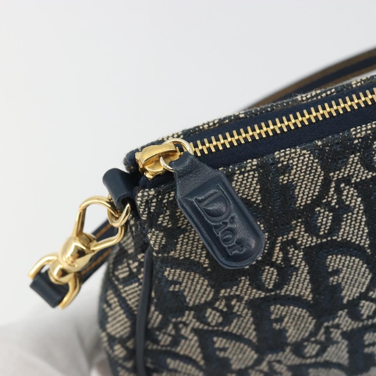 Christian Dior Vintage Saddle Diorissimo Canvas, Navy, Canvas, Shoulder Bag
