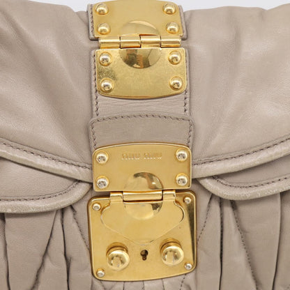 Miu Miu Coffer Hobo Matelasse Leather, Beige, Leather, Handbag