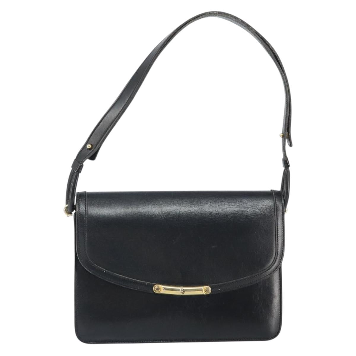 Christian Dior Shoulder Leather, Black, Leather, Shoulder Bag