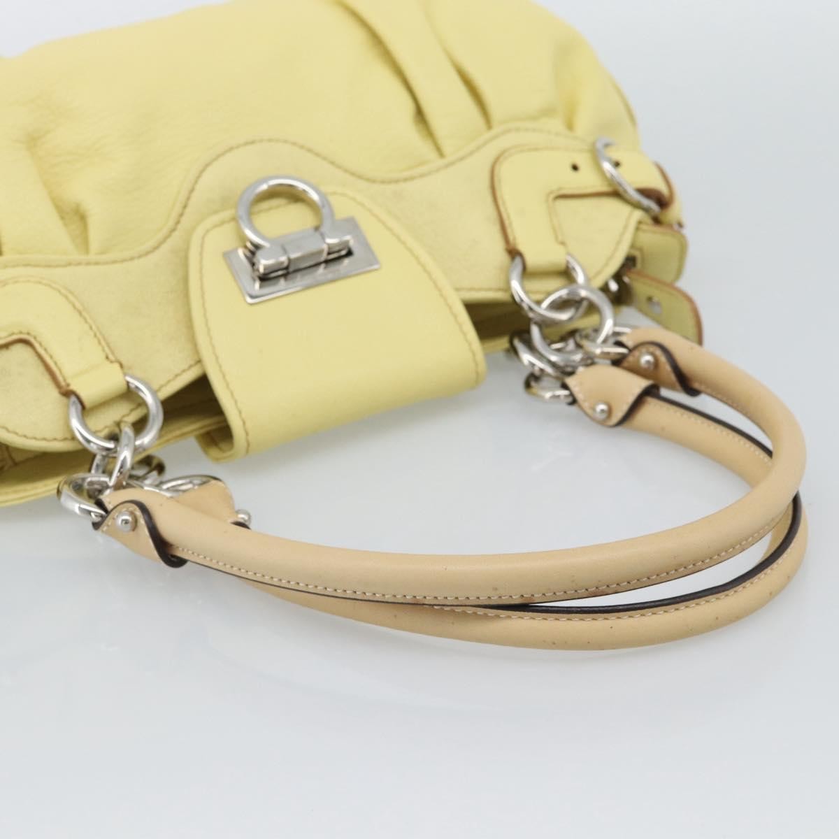 Salvatore Ferragamo Gancini Leather, Yellow, Leather, Handbag