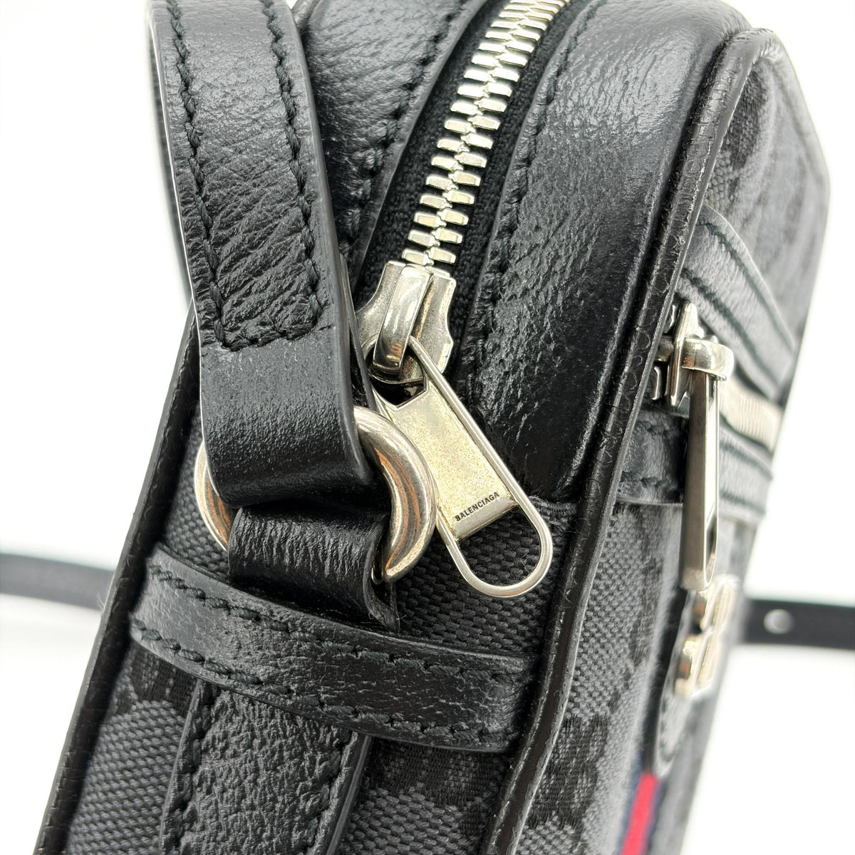 Balenciaga x Gucci The Hacker Project Zip Messenger BB Canvas, Black, Canvas, Shoulder Bag