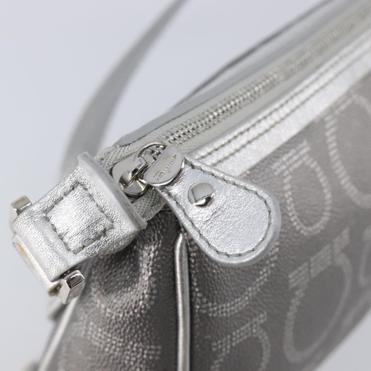 Salvatore Ferragamo Gancini Leather, Silver, Leather, Crossbody Bag