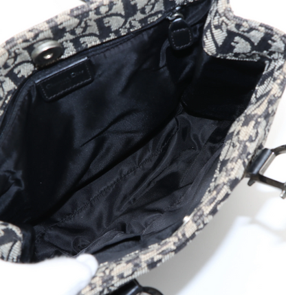 Christian Dior Trotteur Tote Bag Canvas, NAVY, CANVAS, Tote bag