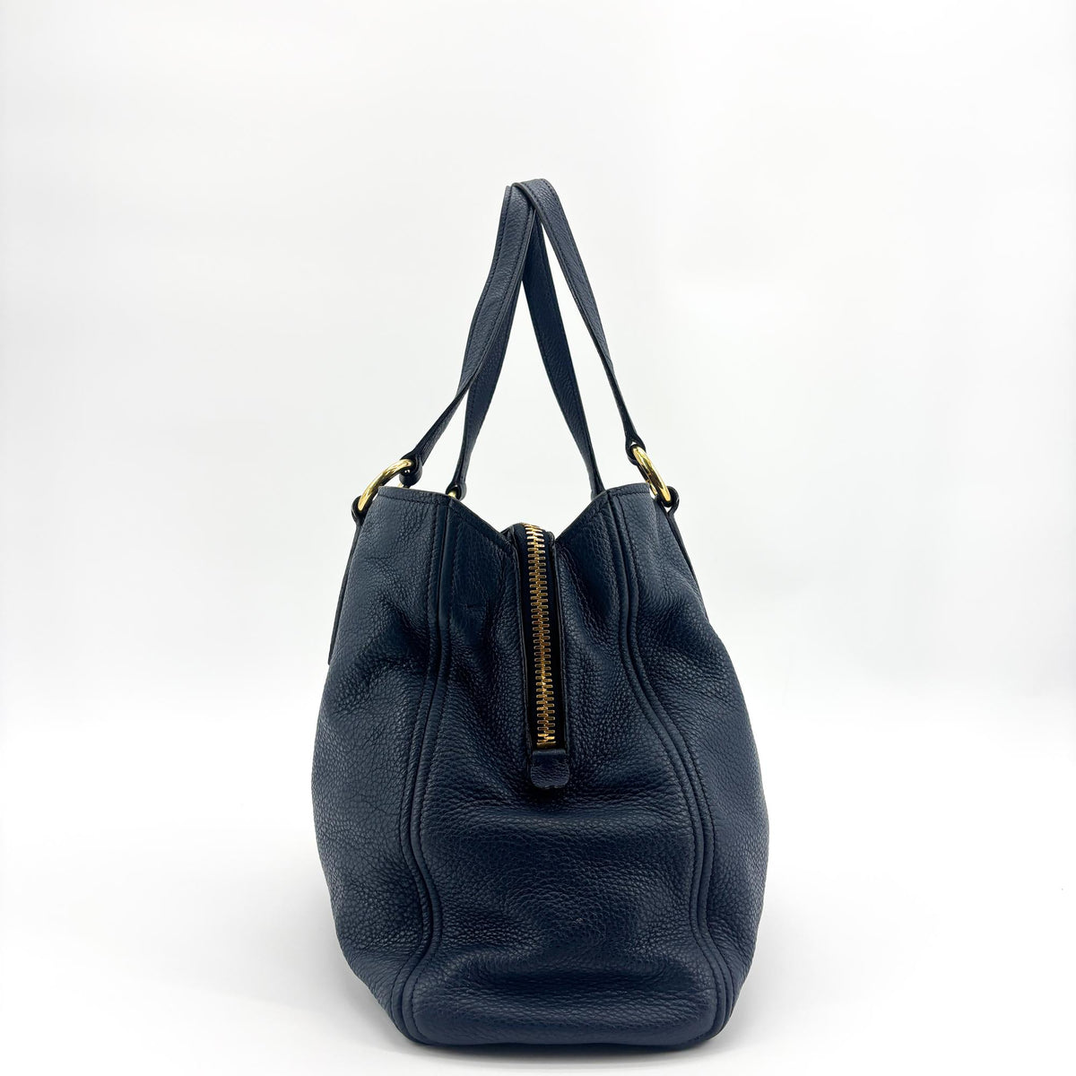 Miu Miu Phenix Convertible Leather, Navy, Leather, Tote Bag