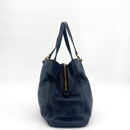 Miu Miu Phenix Convertible Leather, Navy, Leather, Tote Bag