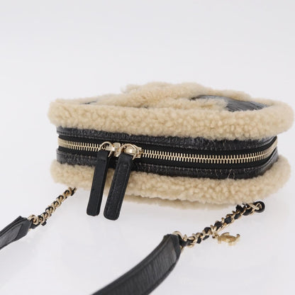 Chanel CC Mania Waist Shearling and Shiny Crumpled Sheepskin, Black, Textile, Handbag