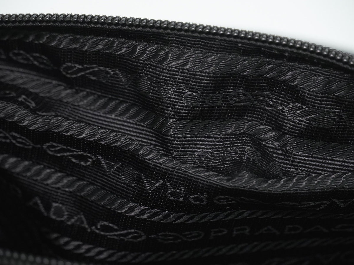 Prada Zip Buckle Messenger Tessuto, Black, Nylon, Shoulder Bag