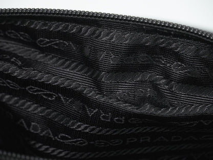 Prada Zip Buckle Messenger Tessuto, Black, Nylon, Shoulder Bag