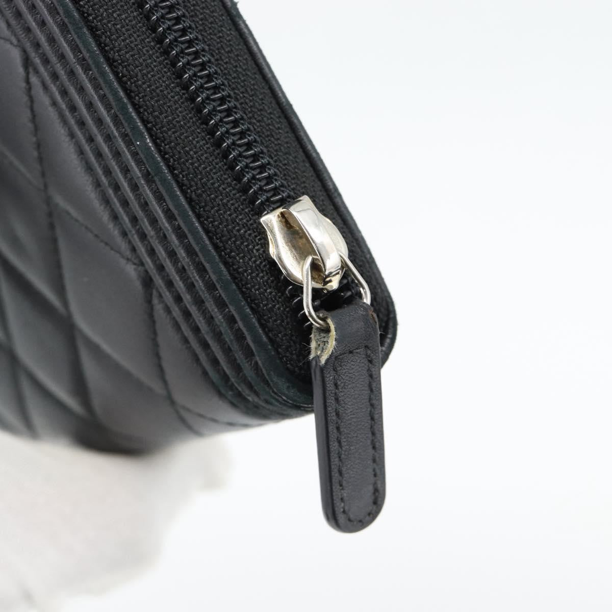 Chanel Boy Zip Around Organizer Quilted Lambskin, Black, Leather, Wallet