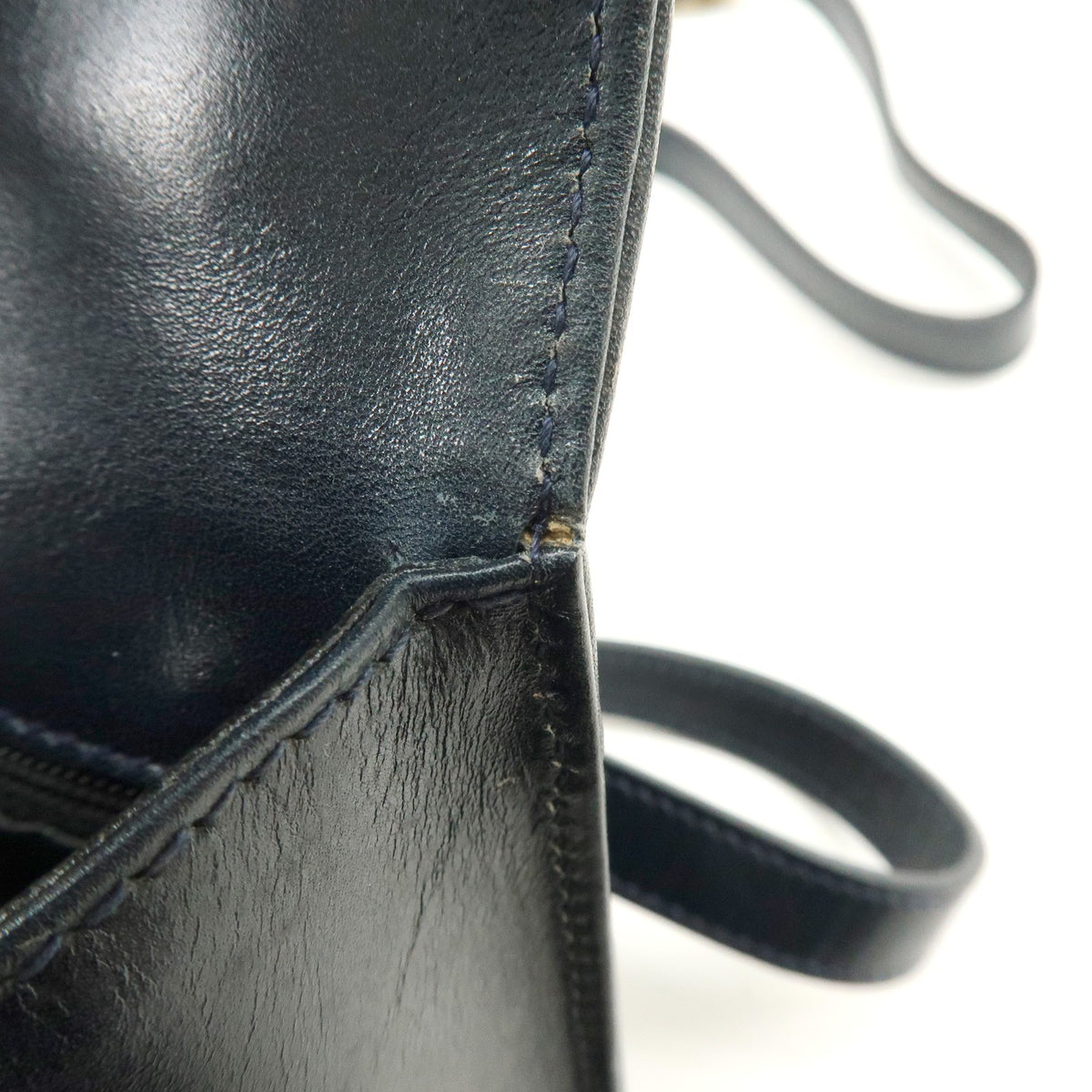 Salvatore Ferragamo Vintage Gancini Flap Leather, Navy, Leather, Shoulder Bag