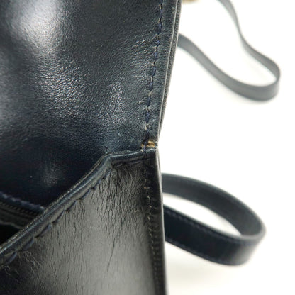 Salvatore Ferragamo Vintage Gancini Flap Leather, Navy, Leather, Shoulder Bag