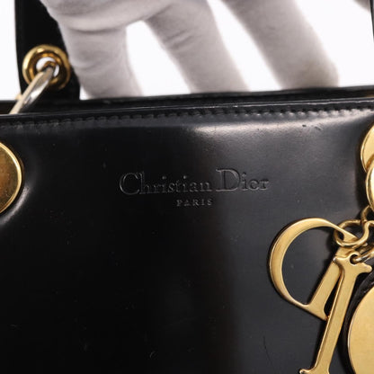 Christian Dior Vintage Lady Dior Patent, Black, Patent Leather, Handbag