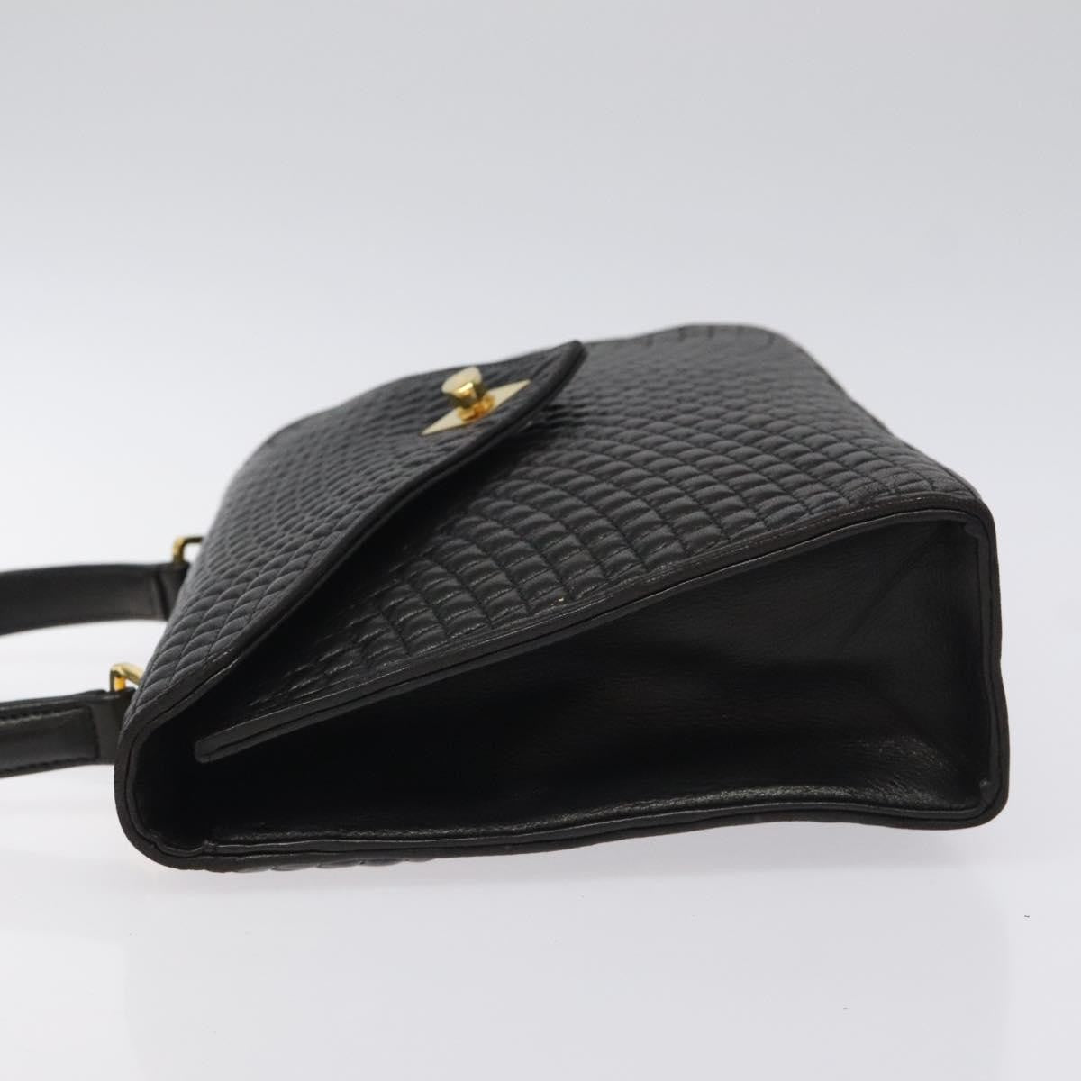 Bally Vintage Quilted Leather, Black, Leather, Handbag