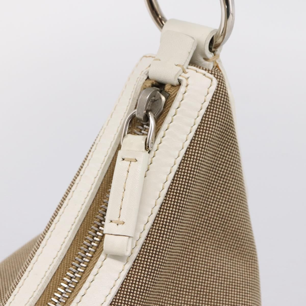 Prada Canapa Hobo Canvas with Leather, Beige, Canvas, Shoulder Bag