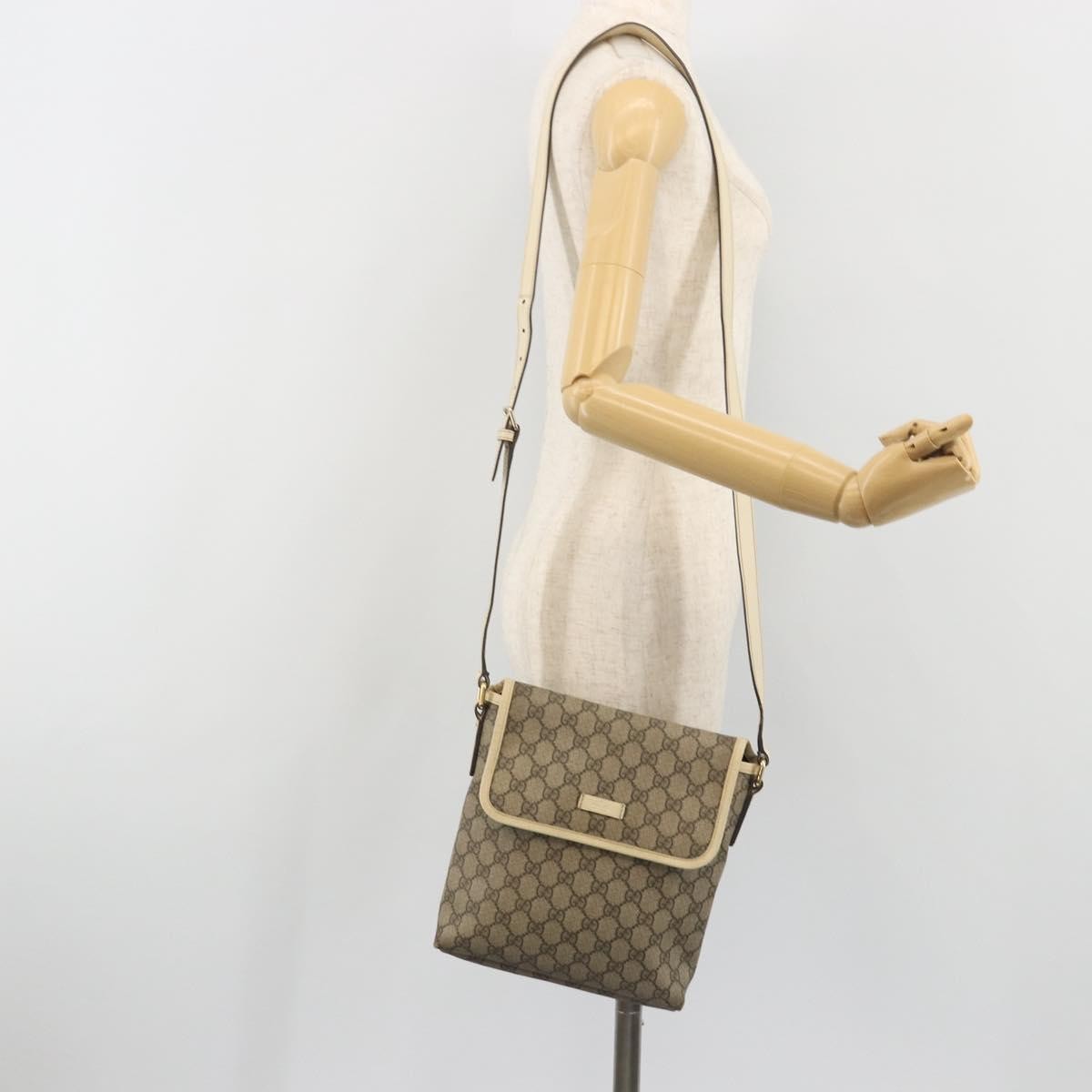 Gucci Flap Messenger GG Coated Canvas, Beige, Canvas, Shoulder Bag