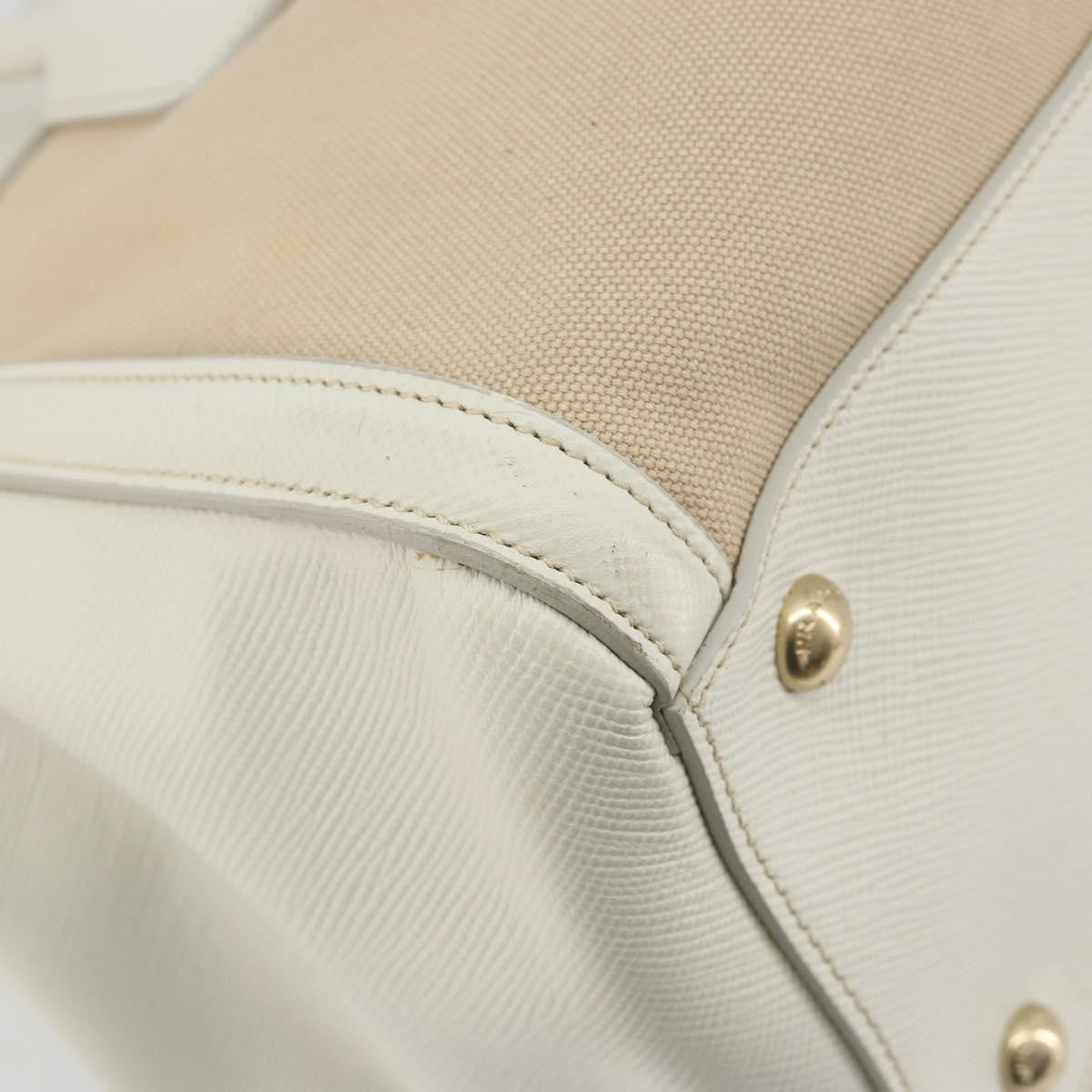 Prada Cuir Frame Convertible Canvas and Saffiano Leather, Beige, Canvas, Tote Bag