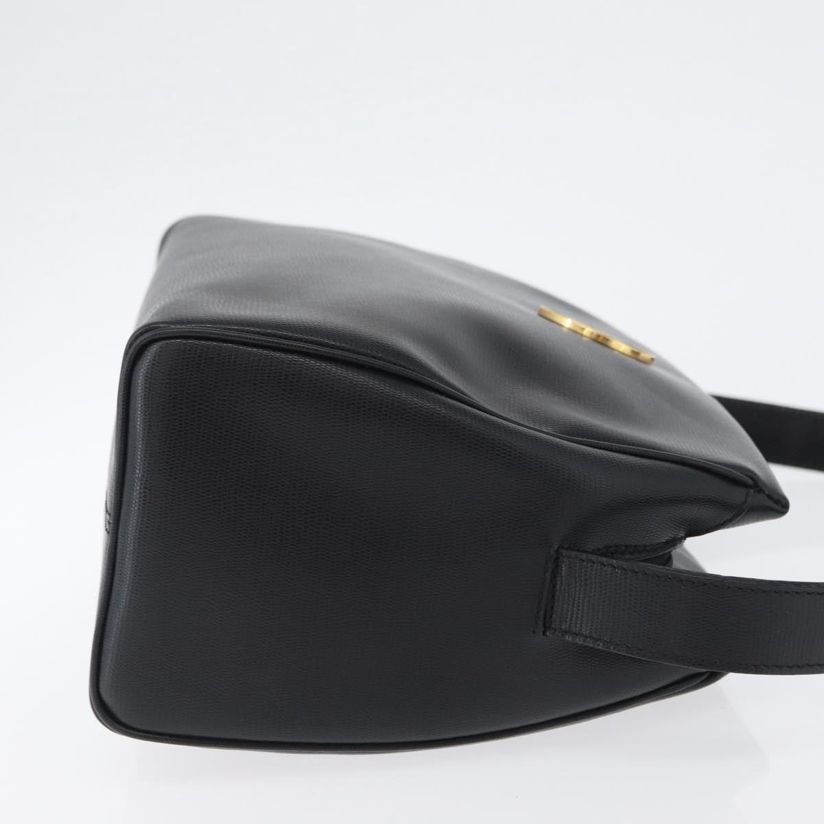 Celine Circle Logo Leather, Black, Leather, Shoulder Bag