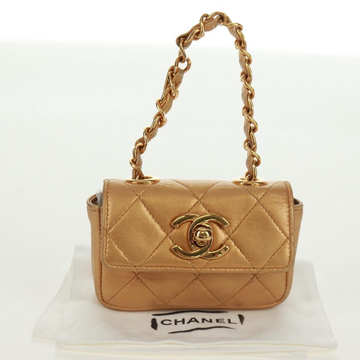 Chanel Classic Flap Charm Chain Belt Quilted Caviar, Gold, Leather, Handbag
