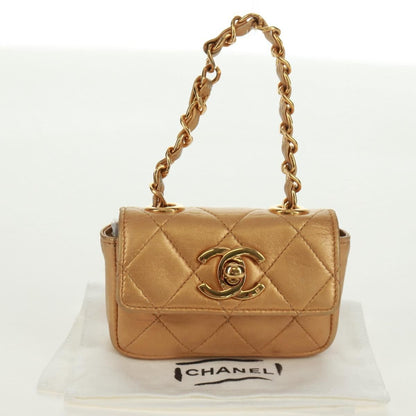 Chanel Classic Flap Charm Chain Belt Quilted Caviar, Gold, Leather, Handbag