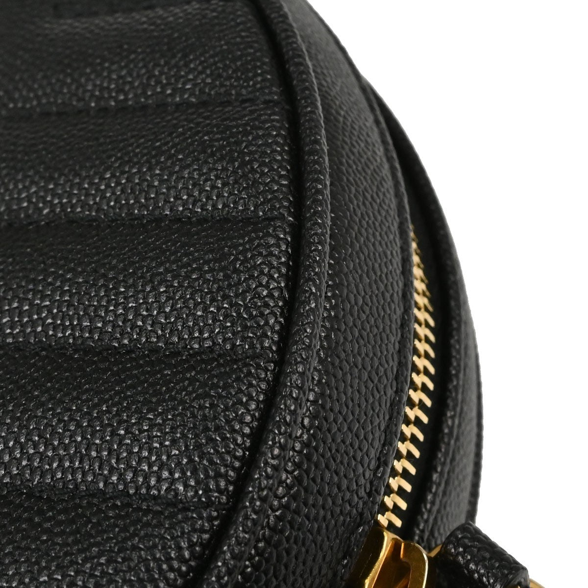 Saint Laurent Vinyle Round Belt Matelasse Chevron Leather, Black, Leather, Clutch