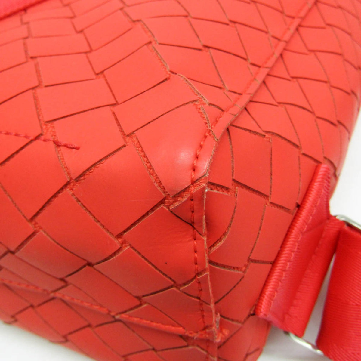 Bottega Veneta Fold-Over Intrecciato Effect Rubber, Red, Rubber, Backpack