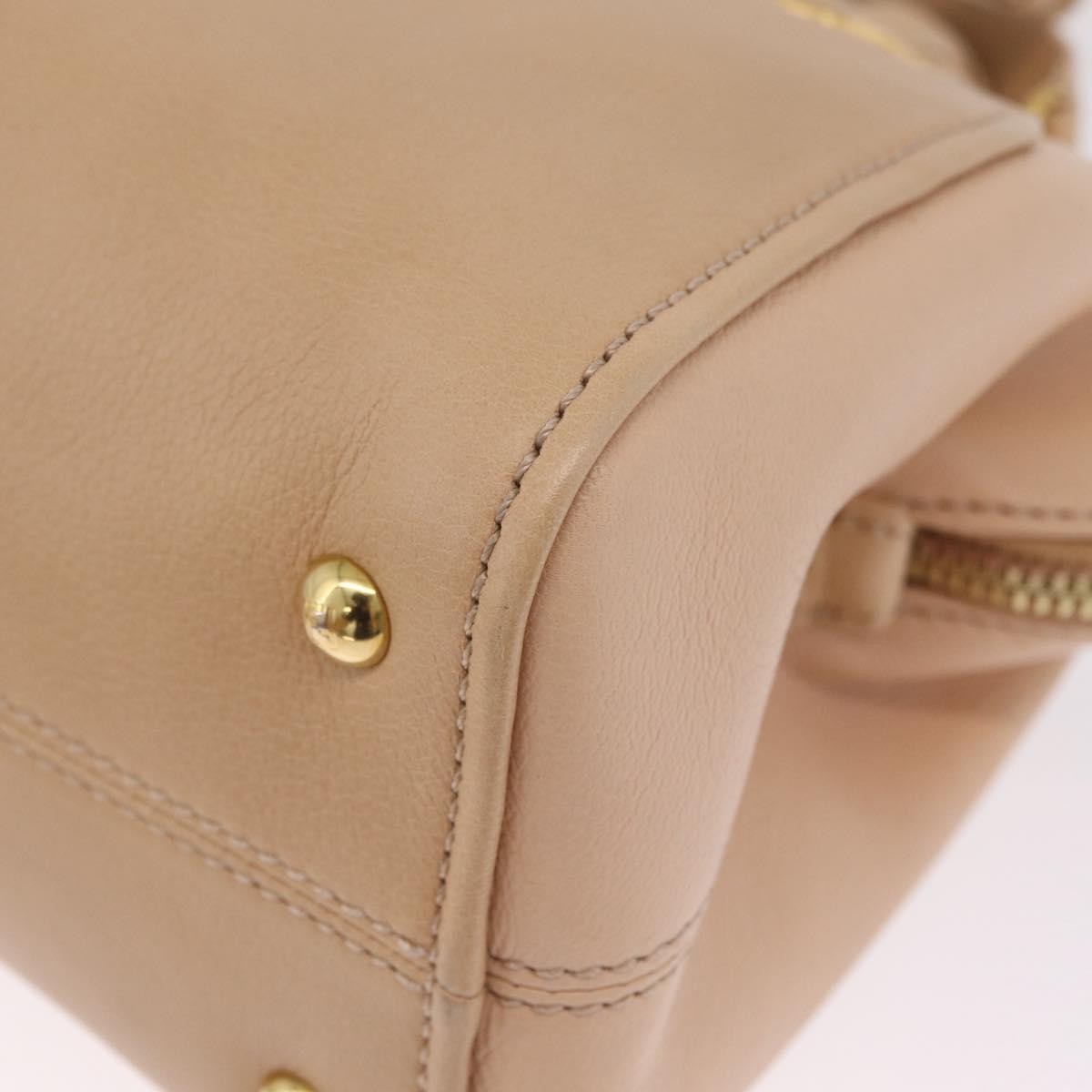 Fendi Chameleon Satchel Leather, Beige, Leather, Handbag
