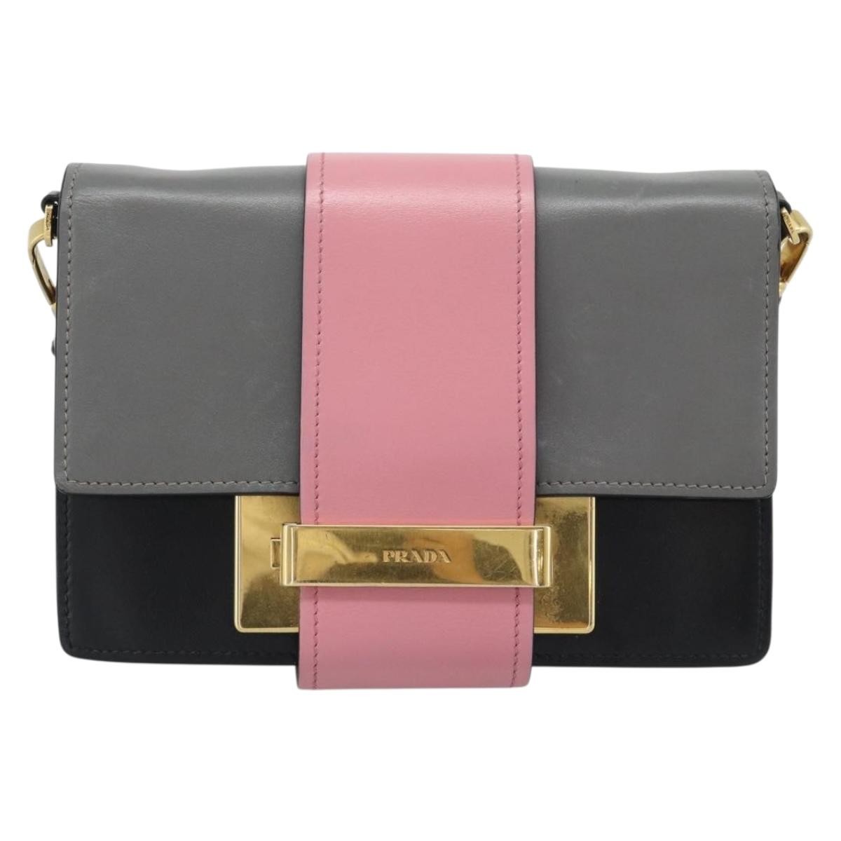 Prada Metal Ribbon City Calfskin, Multicolour, Leather, Shoulder Bag