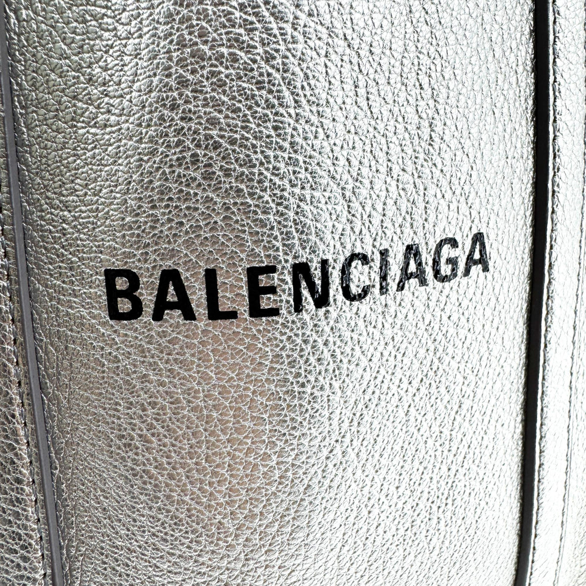 Balenciaga Everyday Patent, Silver, Leather, Tote Bag