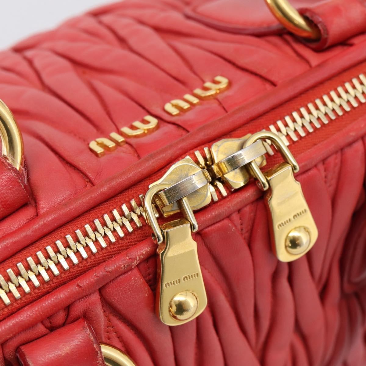 Miu Miu Madras Bowler Matelasse Leather, Red, Leather, Handbag