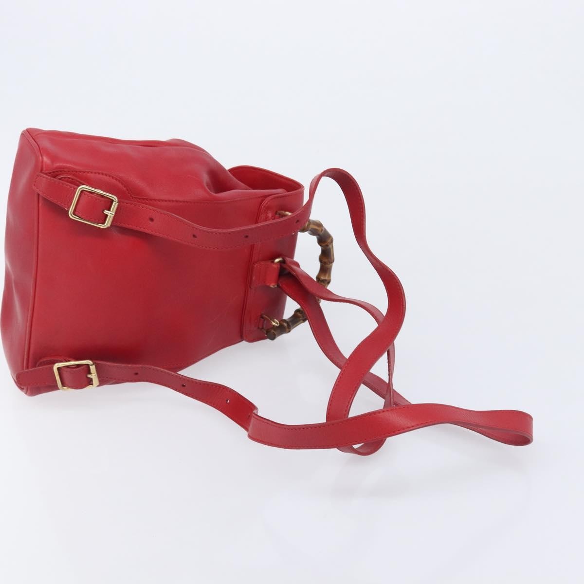 Gucci Vintage Bamboo Leather, Red, Leather, Backpack