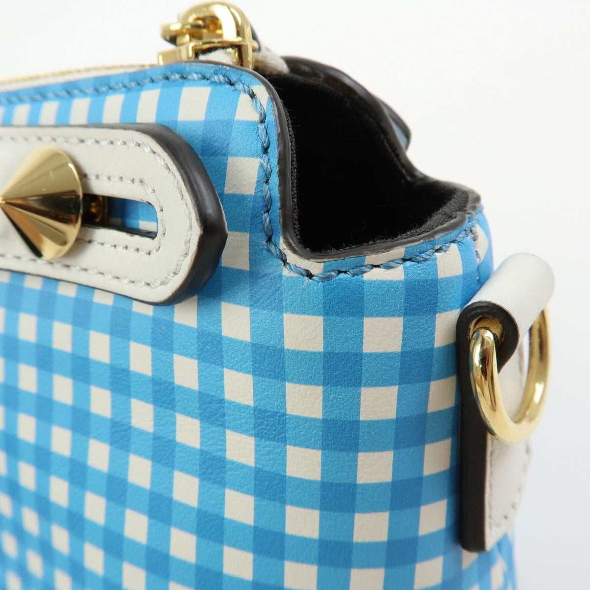 Fendi By The Way Satchel Printed Leather, Blue, Leather, Handbag