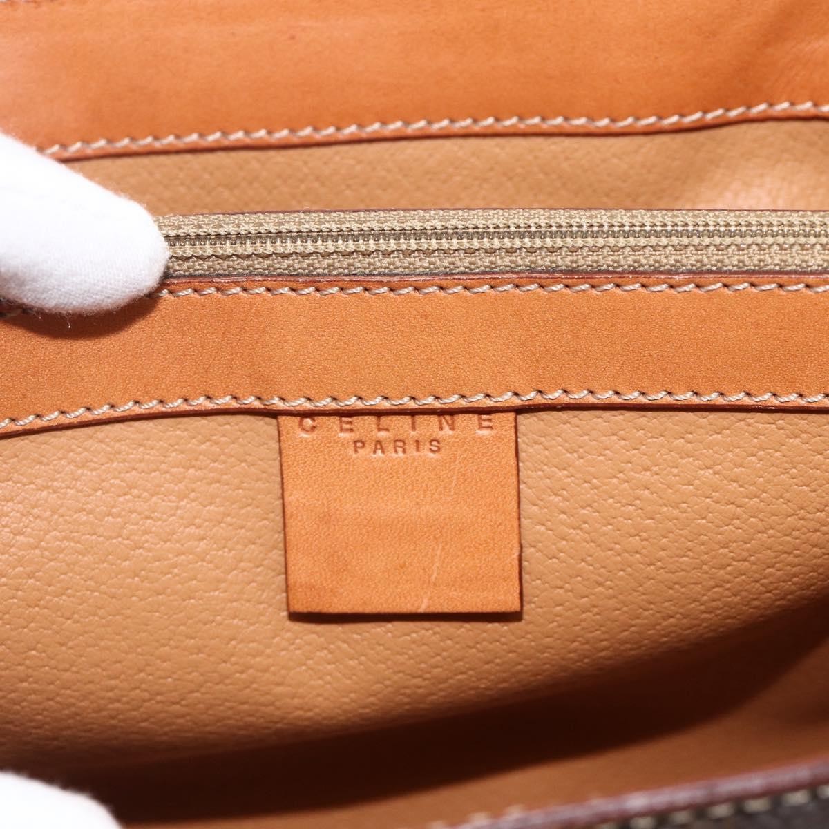 Celine Vintage Convertible Top Handle Macadam Coated Canvas, Brown, PVC, Handbag