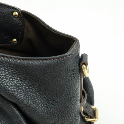 Louis Vuitton L Hobo Mahina Leather, Black, Leather, Shoulder Bag