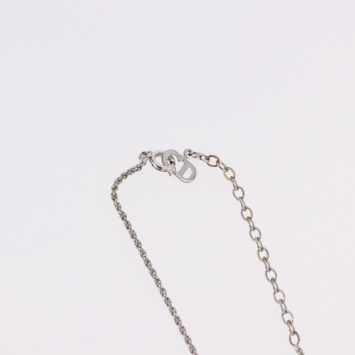 Christian Dior VIntage Circle Pendant Metal, Silver, Metal, Necklace
