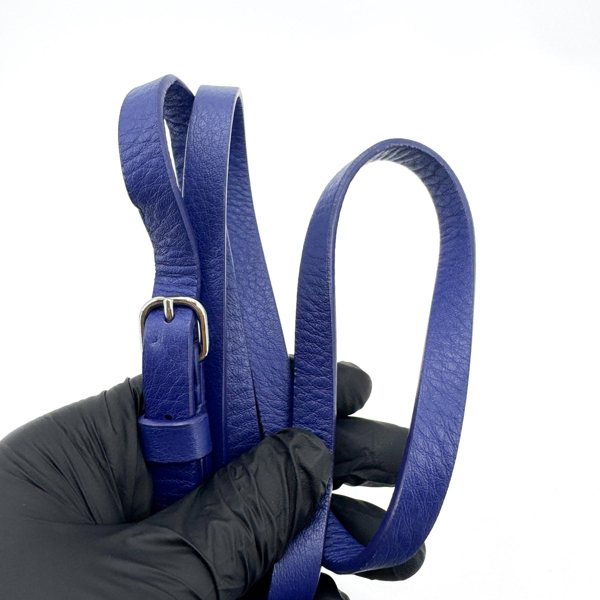 Balenciaga Everyday Camera Printed Leather, Blue, Leather, Handbag