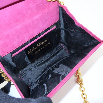Salvatore Ferragamo Ginny Chain Waist Suede, Purple, Suede, Handbag