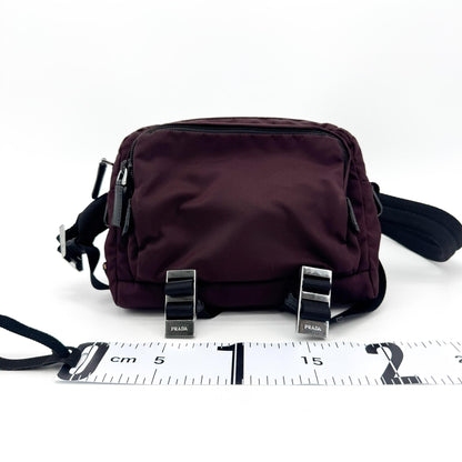 Prada Technical Zip Tessuto, Burgundy, Nylon, Crossbody Bag