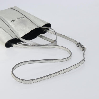 Balenciaga Everyday Glitter Leather, Silver, Leather, Tote Bag