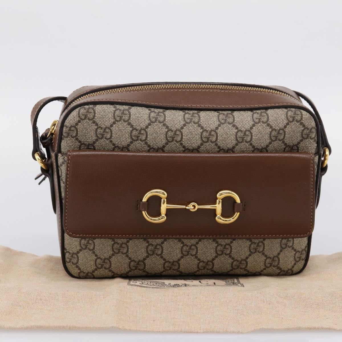 Gucci Horsebit 1955 Flap Pocket Camera GG Coated Canvas and Leather, Beige, Canvas, Shoulder Bag