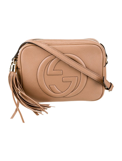 Gucci Soho Wristlet Pouch Leather, CAMEL, LEATHER, Clutche & pouche