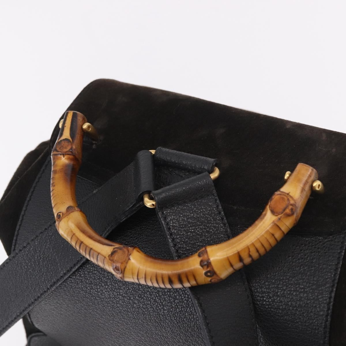 Gucci Vintage Bamboo Suede, Brown, Suede, Backpack