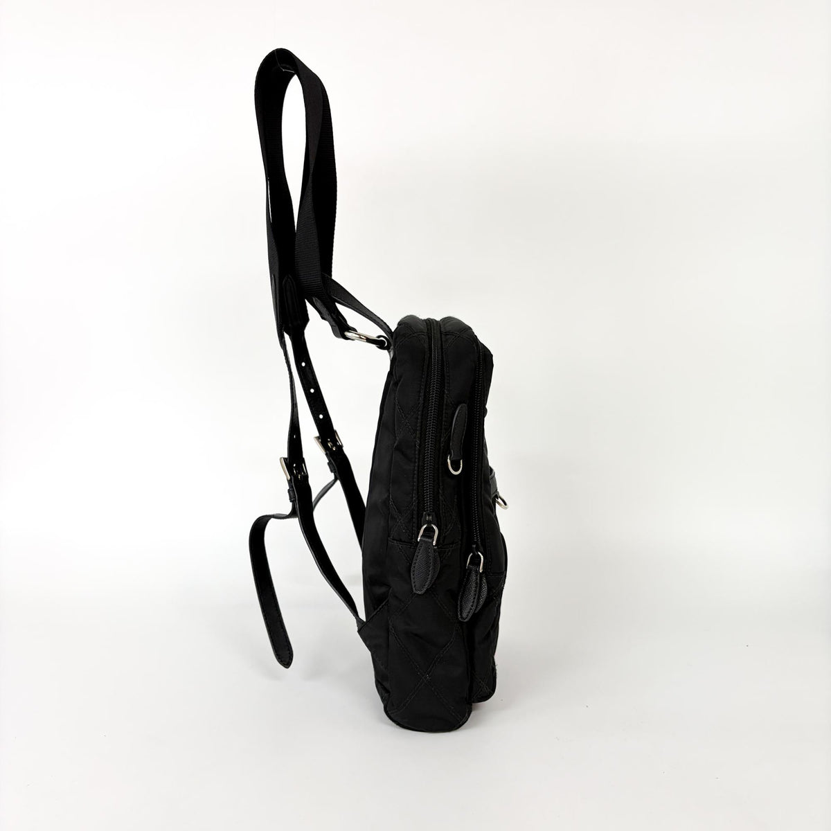 Prada Zip Sling Re-Nylon, Black, Nylon, Backpack